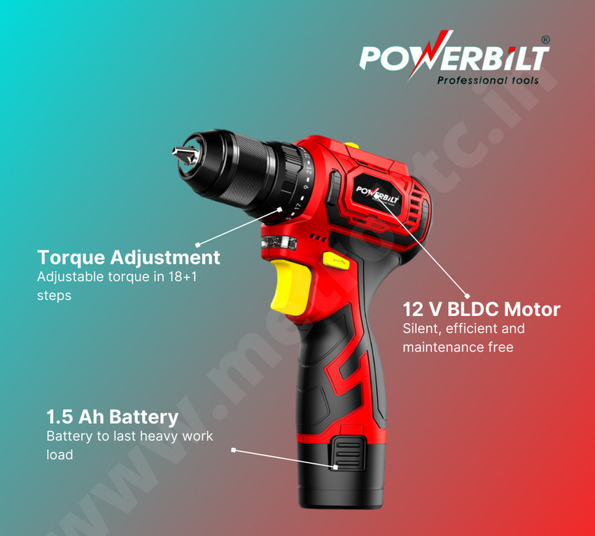 POWERBILT MTREX PBT CL BL12V CORDLESS BRUSHLESS DRILL 12V LI ION BATTERY CHARGER 1500 RPM Power Hand Tool Kit Price in India Buy POWERBILT MTREX PBT CL BL12V CORDLESS BRUSHLESS DRILL 12V LI ION BATTER...