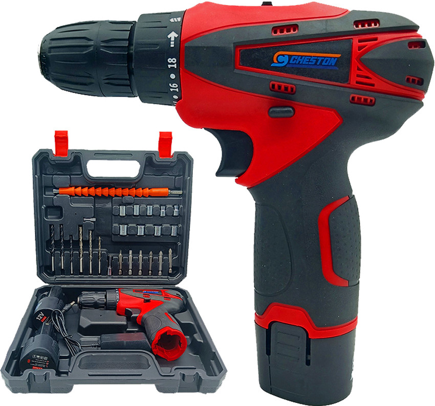 CHESTON 12V Cordless Drill Machine Set 24pc Screwdriver 10mm
