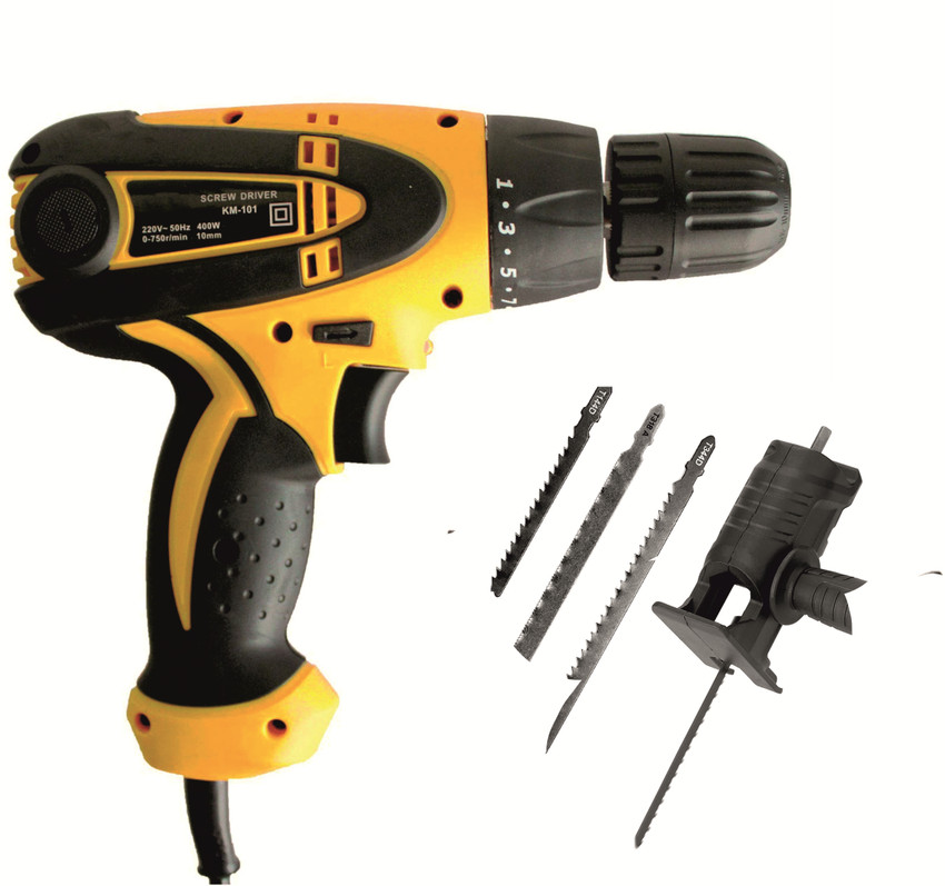 XDLB Heavy quality Jigsaw Adapter for drill machine Woodworking Tool Wood Cutter 750 Rpm Corded Screwdriver Drill Machine with Reverse Forward Variable Speed Torque Pistol Grip Drill Price in India Bu...