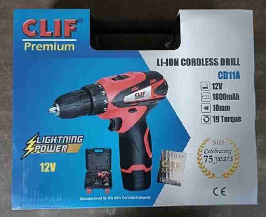 CLIF CLIF Cordless Drill Driver 10mm Keyless Chuck 12V with Double