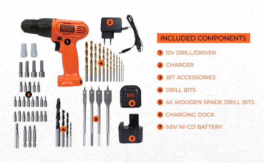 BLACK DECKER CD961K50 IN Cordless Drill Price in India Buy BLACK