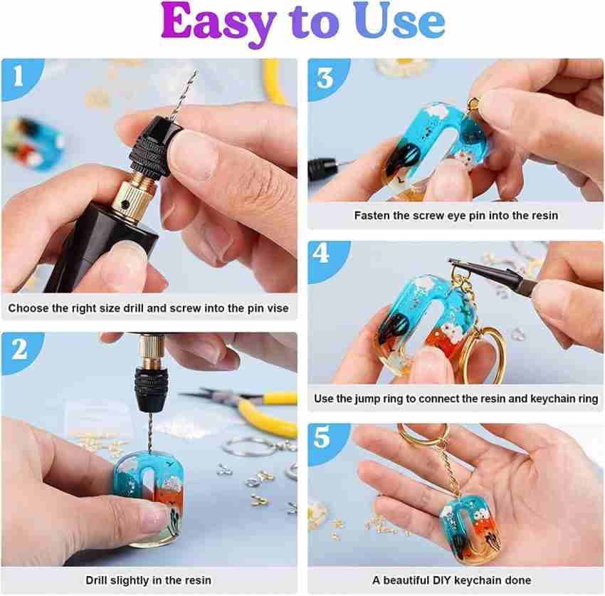 SERPLEX Mini Electric Drill Machine for Resin Craft, USB Electric Drill Kit  with Wrench 10pcs Keychain, 50pcs Screw Eyes, for Jewelry Making Tool, DIY  Keychain Making Angle Drill Price in India 