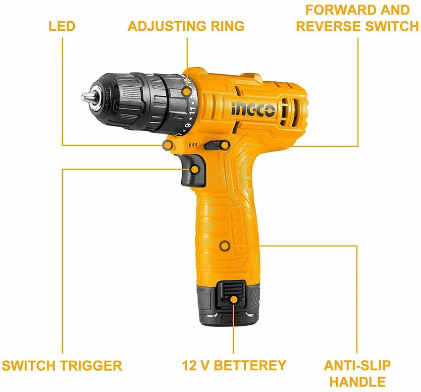 LOOKCHA LSCDLI12422 INGCO 12V Cordless drill with one pcs Lithium
