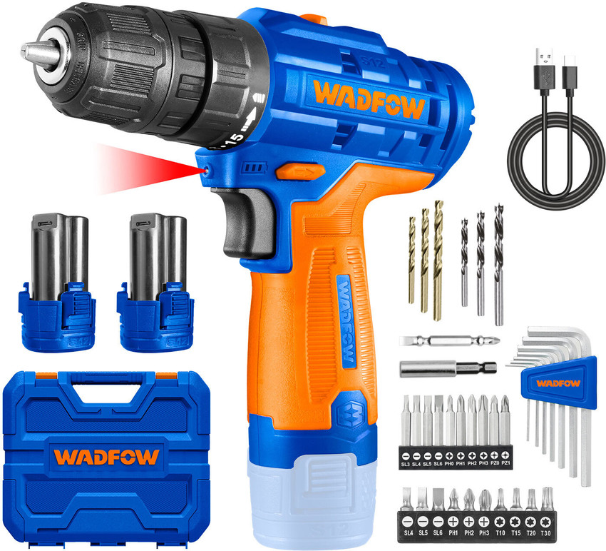 Wadfow Cordless Drill Machine 12V Lithium Ion Drill 15 1 20NM