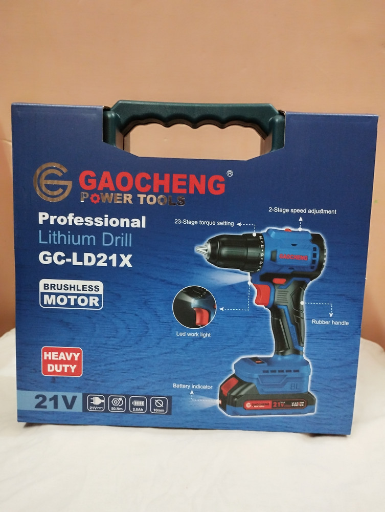 GAOCHENG Cordless dril 2 stage speed adjustment Battery indicator Powerbutton GC LD21X Brushless motor with LED light 23 stage torque sold by SSS Traders Cordless Drill Price in India Buy GAOCHENG Cor...