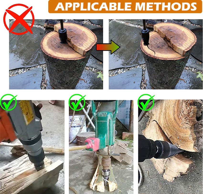 HASTHIP Firewood Log Splitter 3pcs Drill Bit Removable Cones