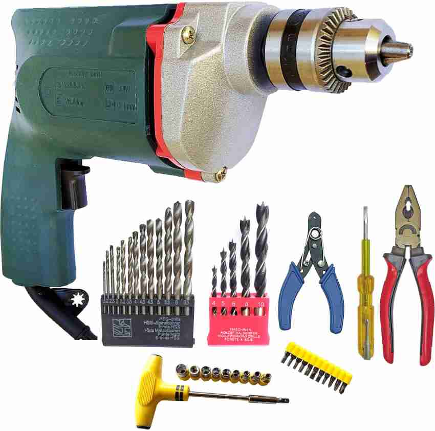 Inditrust New Electric Drill machine 13pc Hss 5pc Wood Plier