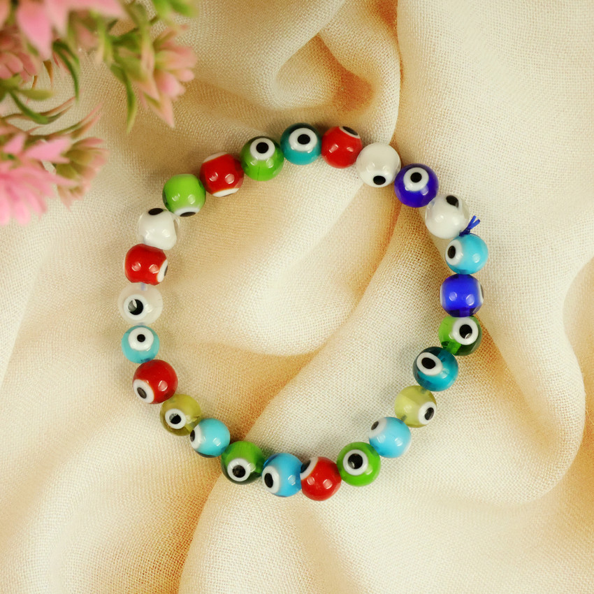 REIKI CRYSTAL PRODUCTS Evil Eye Bracelet Mix Colour 8 mm Beads