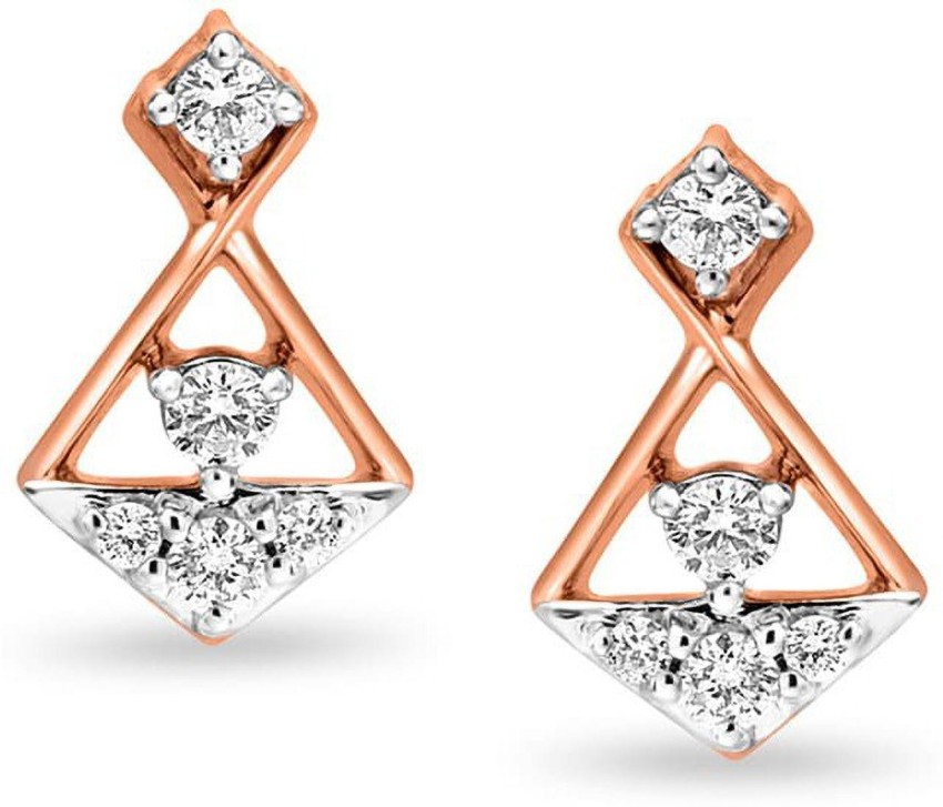 White Stone American Diamond Rose Gold Plated Earring for Women by Niscka   Gold Plated Silver Indian Jewelry  Rhodium Earrings Studs