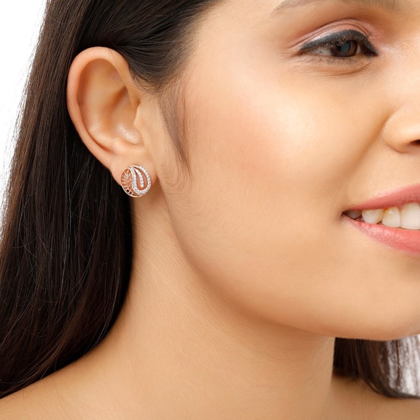 Modern Single Stone Diamond Stud Earrings
