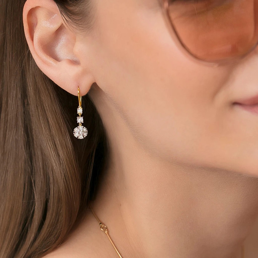 Melorra Yellow Gold 18kt Diamond Drop Earring Price in India Buy