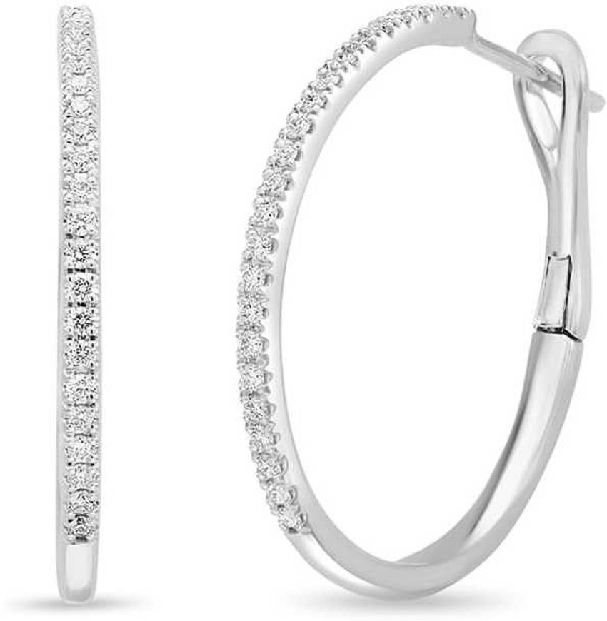 14K Gold Diamond Hoop Earrings 14K Gold