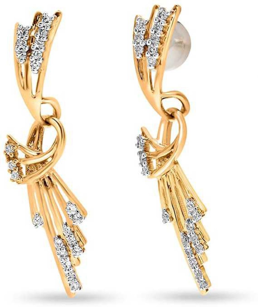 14KT Yellow Gold Hoop Earrings With Feather Design  Mia