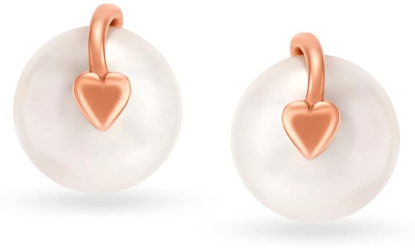 Beaming Button Pearl Stud Earrings