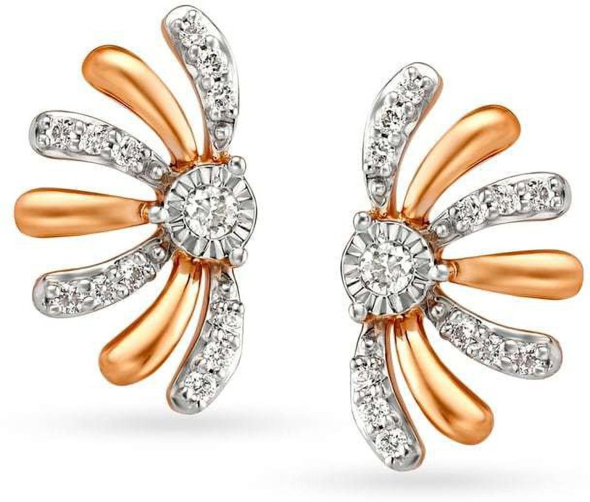 Lustrous Diamond Gold Floral Stud Earrings