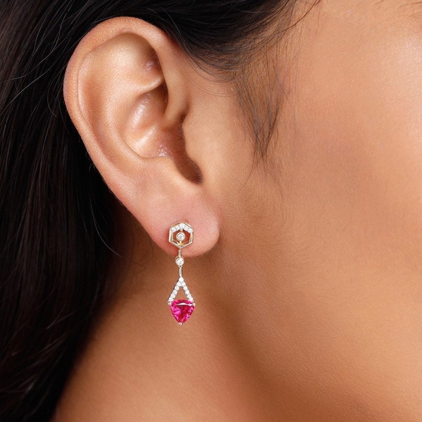 Tanishq ruby on sale diamond earrings