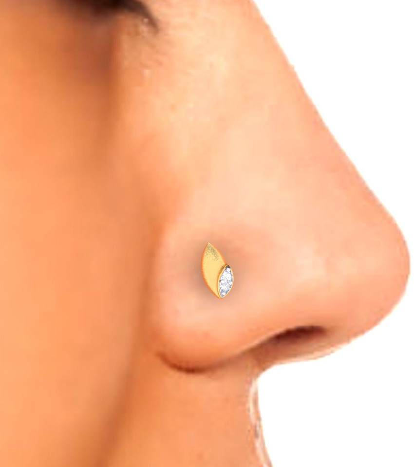 PC Chandra Jewellers Two Leaf Shape Nose Pin 750 18kt Diamond Yellow Gold Nose Wire Price in India Buy PC Chandra Jewellers Two Leaf Shape Nose Pin 750 18kt Diamond Yellow