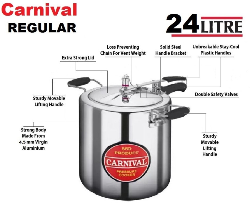 Carnival Aluminium active model pressure cooker 24 ltr inner pure virgin aluminium 24 L Pressure Cooker