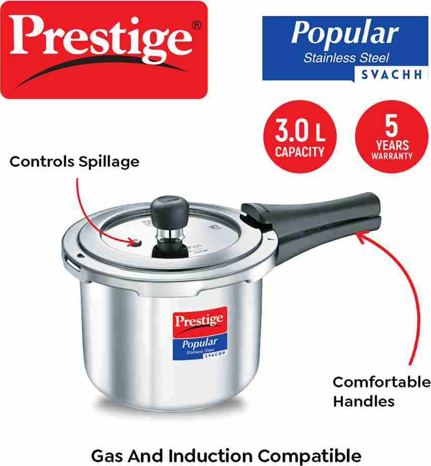 Prestige popular stainless steel pressure cooker 3 litres hot sale