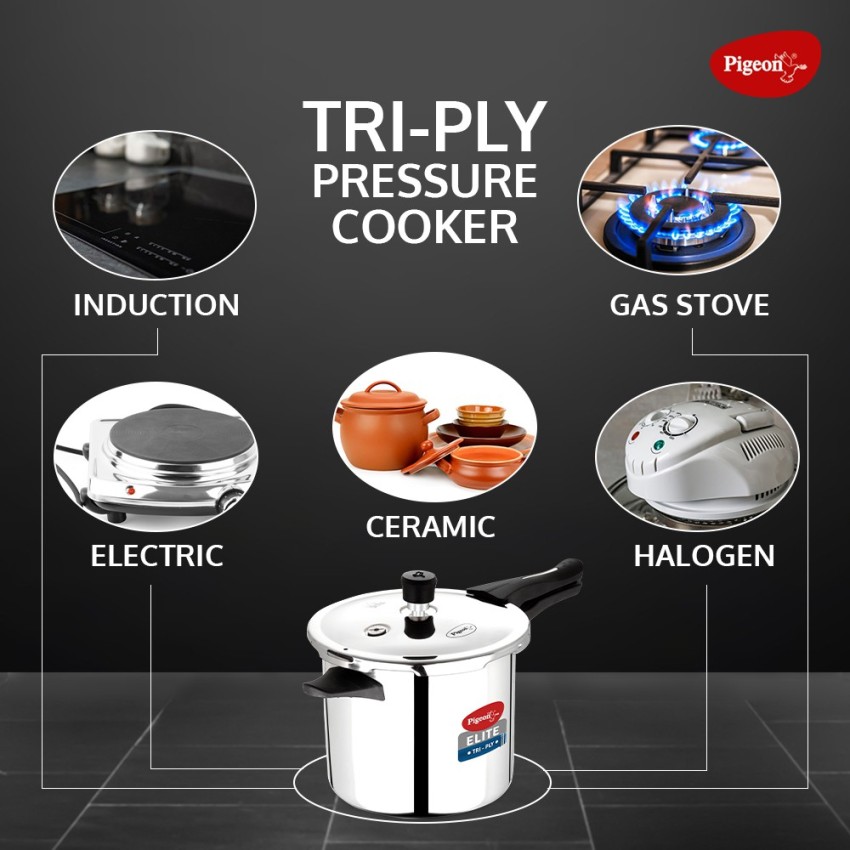 Pigeon Elite Shine Triply 5 L Induction Bottom Pressure Cooker