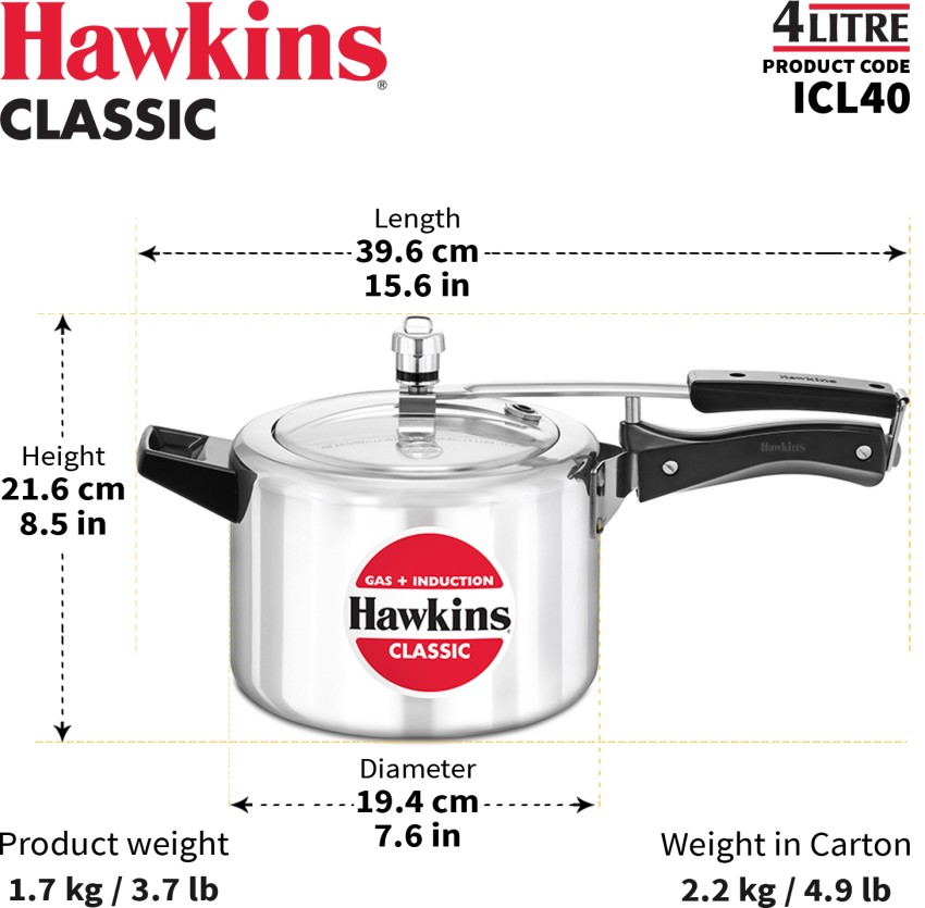 HAWKIN Classic CL40 4-Liter New Improved Aluminum Pressure Cooker