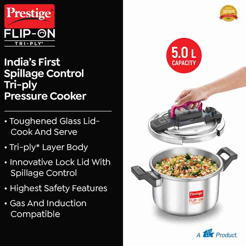 Buy Prestige Svachh Flip-on Mini Hard Anodised Spillage Control Pressure  Cooker with Glass Lid, (Black) Online