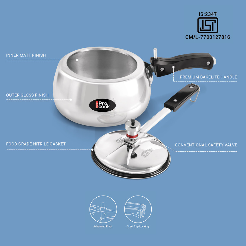 MILTON Aluminium Curve Pressure Cooker With Inner Lid Non