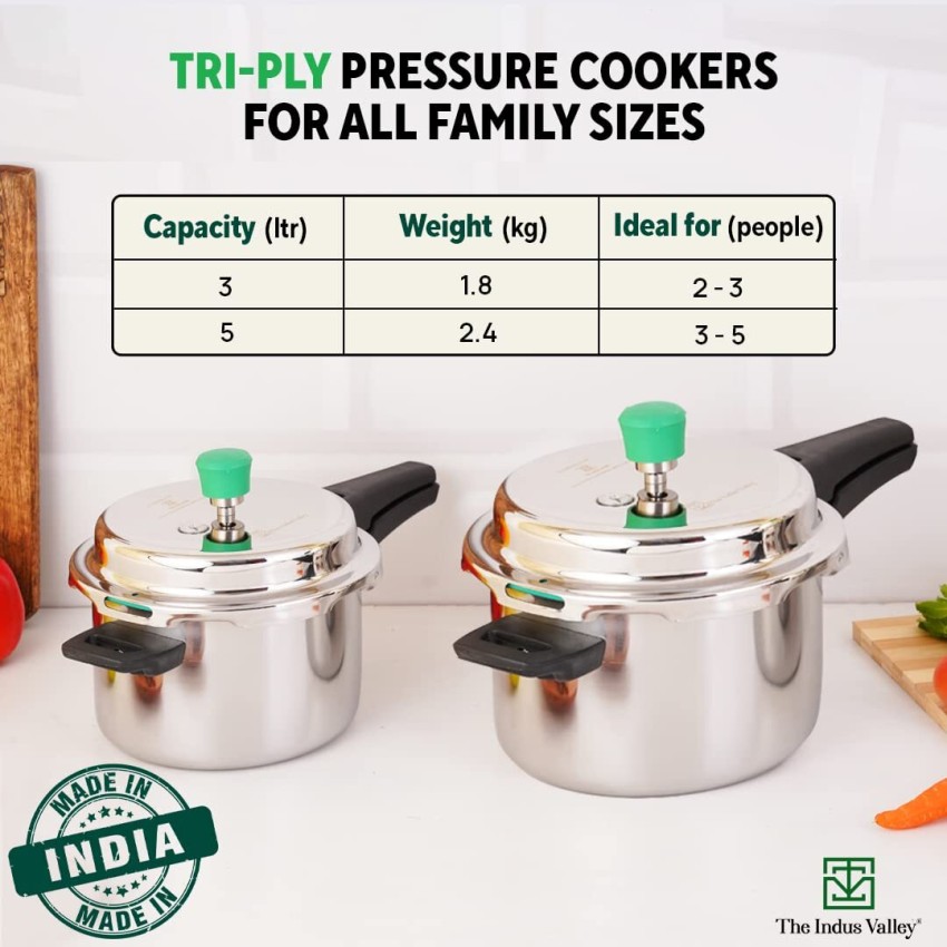 Buy Best Quality Triply Stainless Steel Pressure Cooker Combo Online – The  Indus Valley