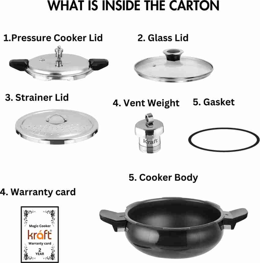 Kraft Hard Anodised Magic Handi Shape 5.5 L Induction Bottom