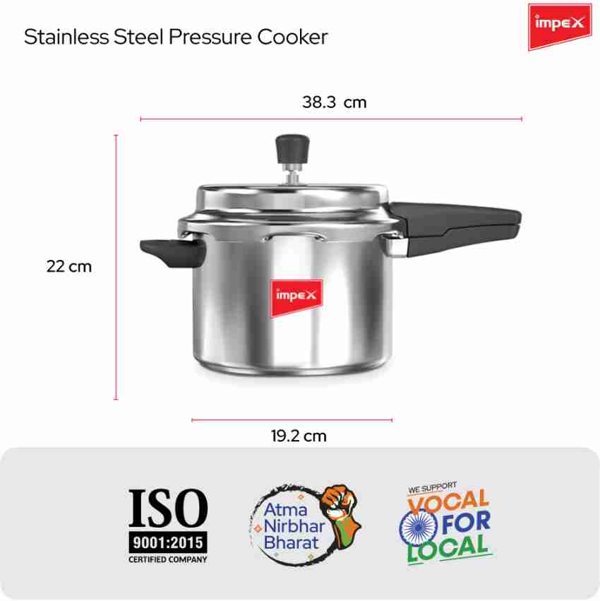 IMPEX Stainless steel Pressure cooker 5 L Induction Bottom