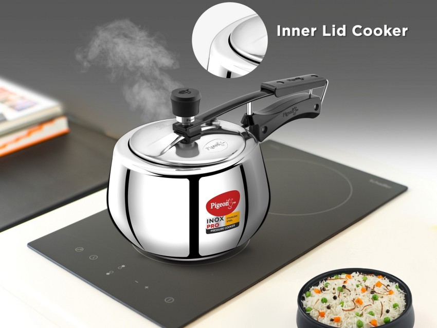 Pigeon Pressure Cooker 3 Quart Inox Stainless Steel Outer Lid Induction  Base Cook Delicious Food in Less Time 3 Liter 