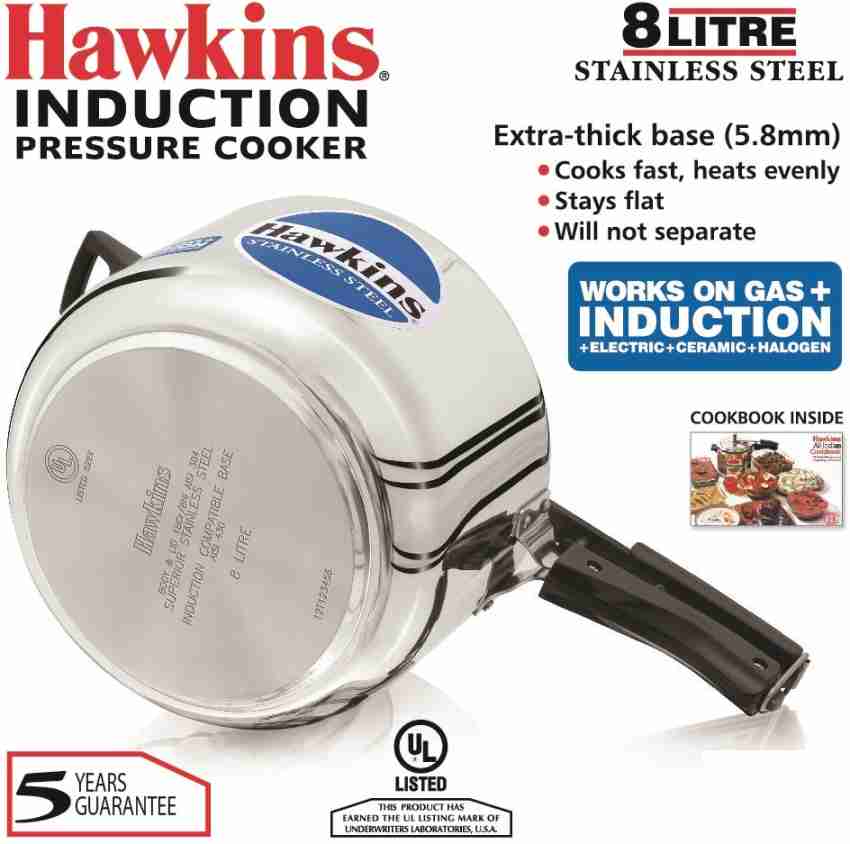 Hawkins Stainless Steel HSS80 8 L Inner Lid Induction Bottom Pressure Cooker Price in India Buy Hawkins Stainless Steel HSS80 8 L Inner Lid Induction Bottom Pressure Cooker online at Flipkart