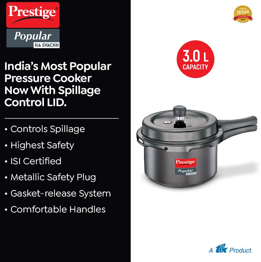 Non Stick Black Prestige SU-Svachh Hard Anodized Pressure Cooker, For Home,  Capacity: 3L