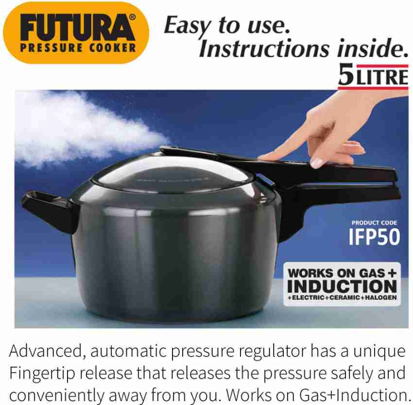 Hawkins Futura IFP50 5 L Inner Lid Induction Bottom Pressure Cooker Price in India Buy Hawkins Futura IFP50 5 L Inner Lid Induction Bottom Pressure Cooker online at Flipkart