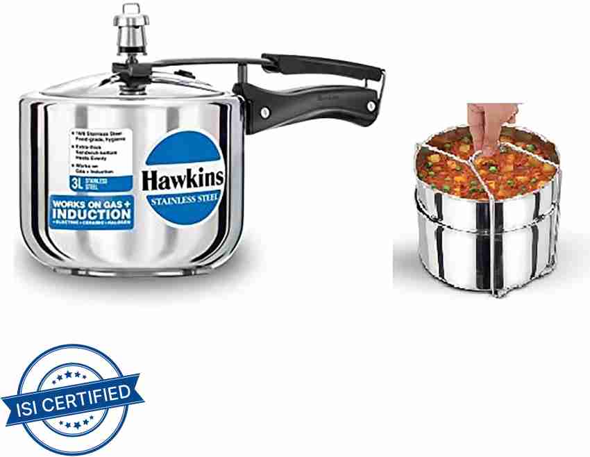 Hawkins 3 Liters Stainless Steel 3 Liters Pressure Cooker HSS3W