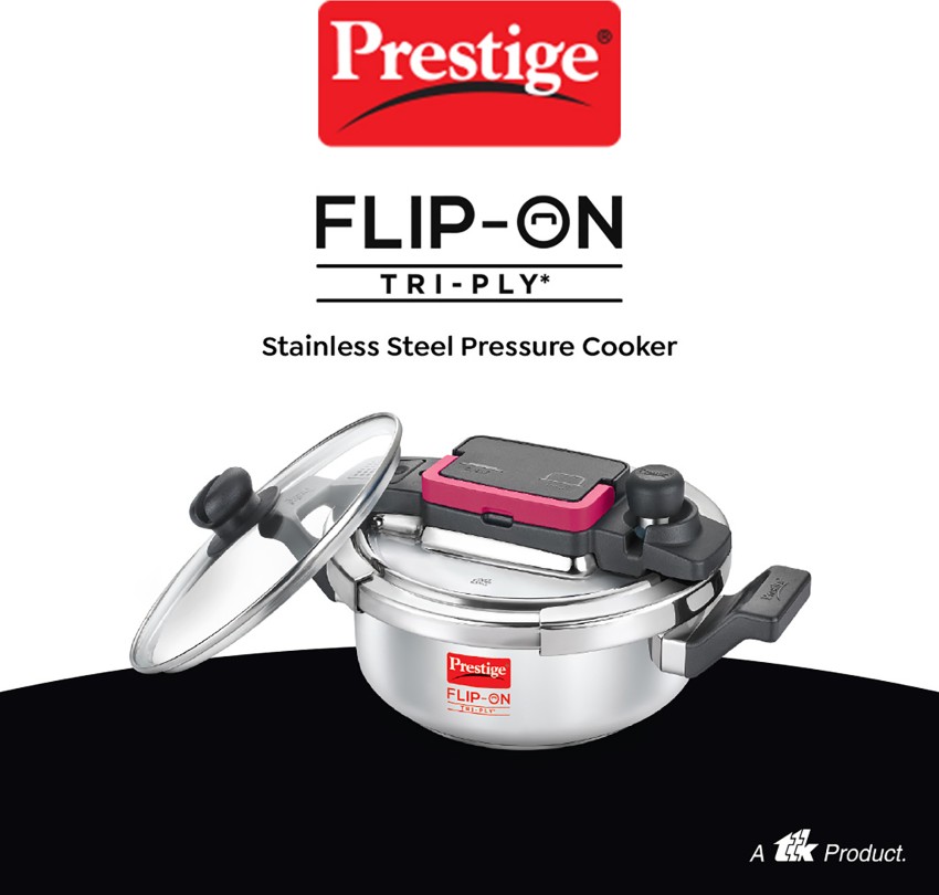 Stainless Steel Outer Lid Prestige Flip-On Pressure Cooker, For Home,  Capacity: 5 Litre