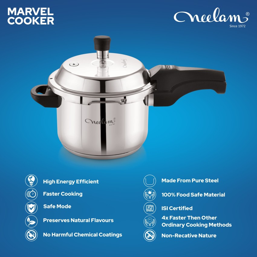 NEELAM Marvel Pressure Cooker 3 Litre Outer Lid Induction Friendly 3 L Outer Lid Induction Bottom Pressure Cooker Price in India Buy NEELAM Marvel Pressure Cooker 3 Litre Outer Lid Induction