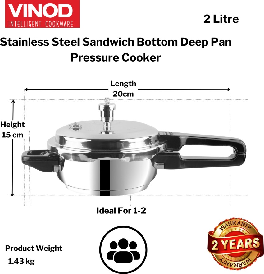 Vinod sandwich bottom pressure cooker sale