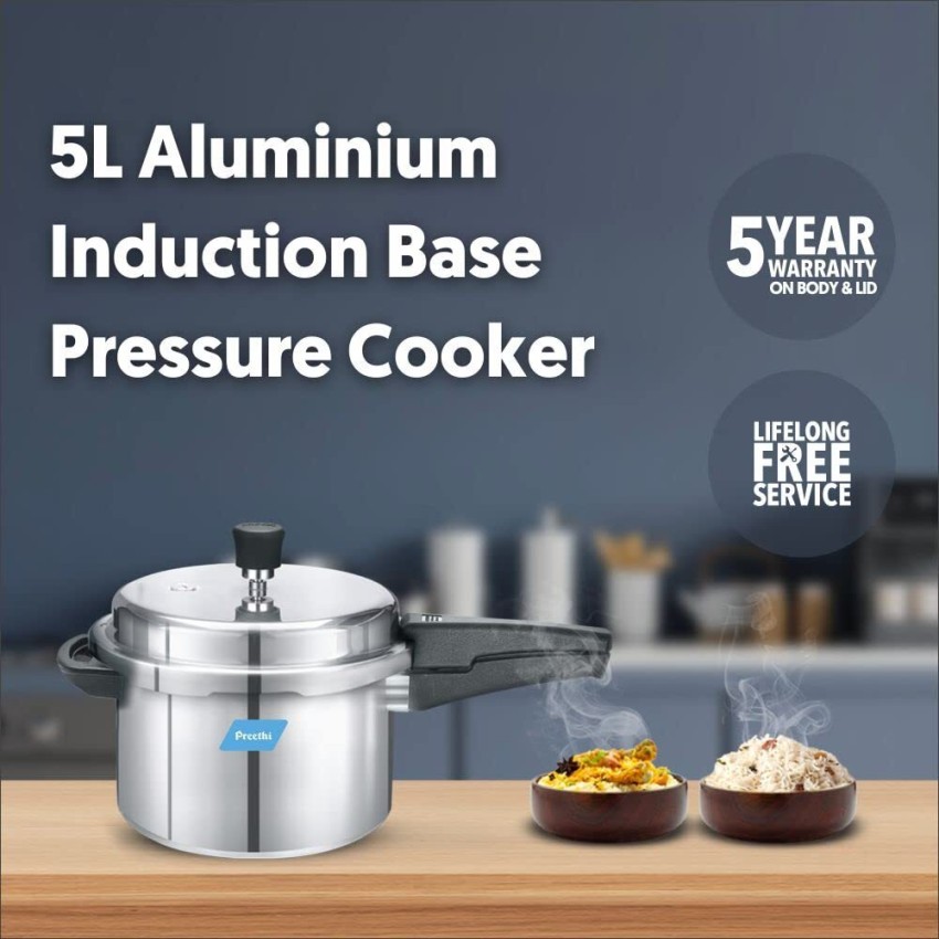 Induction Base Aluminum Pressure Cooker - 5 Litres - 5 L