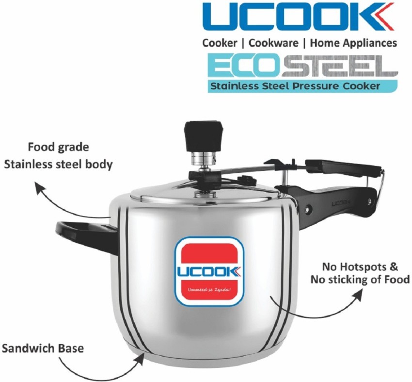 UCOOK Eco 5 ltr Stainless steel inner lid presser cooker without