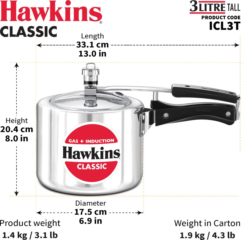 Hawkins Classic ICL3T 3 L Induction Bottom Pressure Cooker Price