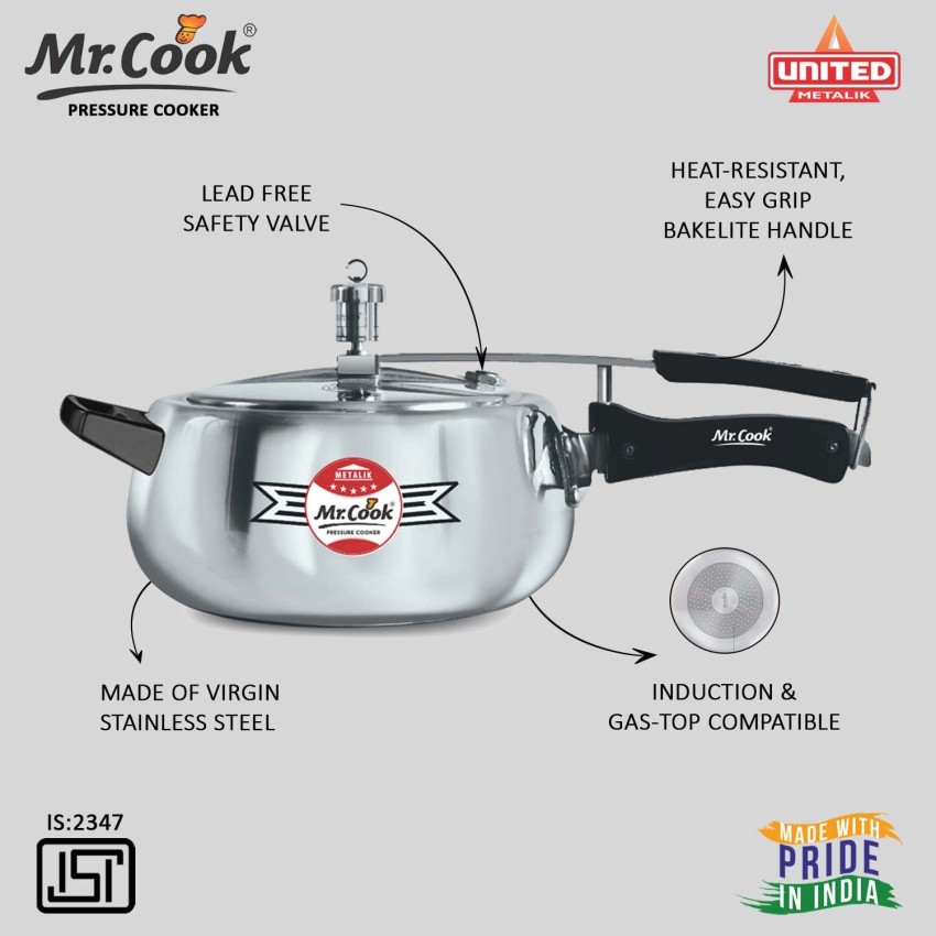 Mr.Cook By United Metalik Sparx Inner Lid 5 L Induction Bottom