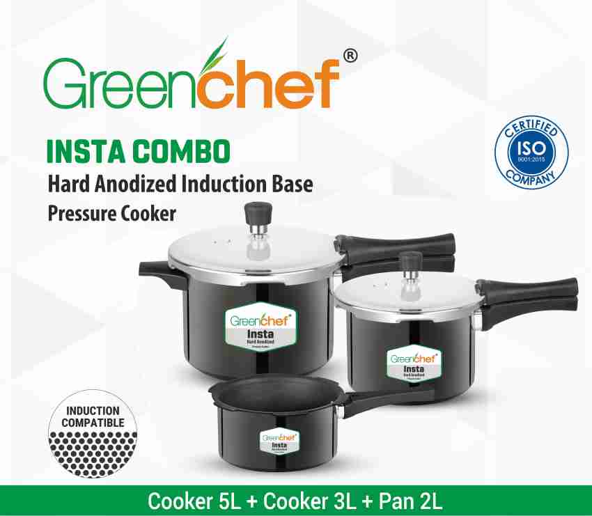 Greenchef Insta Combo 2 L 3 L 5 L Outer Lid Induction Bottom Pressure Cooker Price in India Buy Greenchef Insta Combo 2 L 3 L 5 L Outer Lid Induction