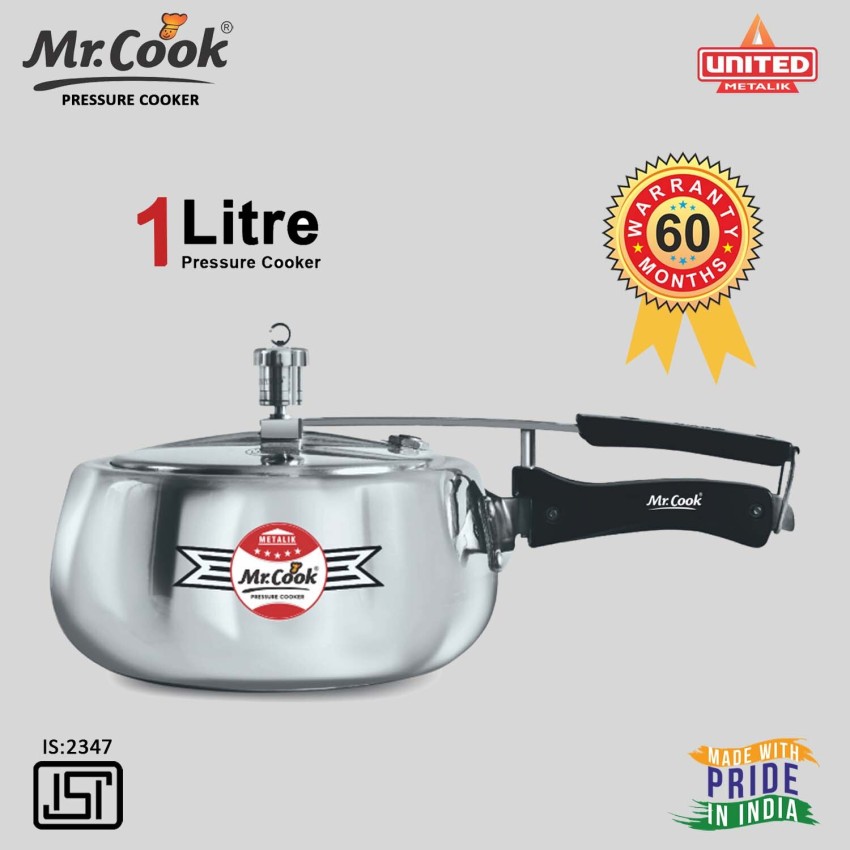 Mr.Cook Mr.Cook By United Metalik Sparx Inner Lid 1 L Inner Lid Induction Bottom Pressure Cooker Price in India Buy Mr.Cook Mr.Cook By United Metalik Sparx Inner Lid 1 L Inner