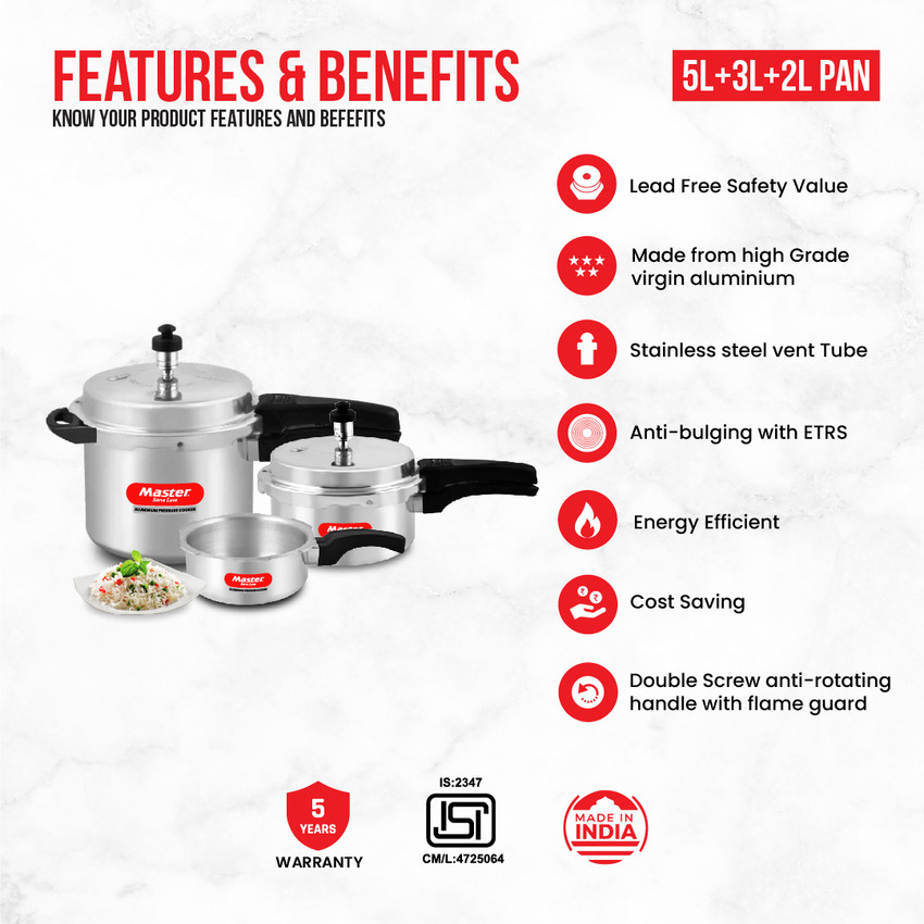 Master Classic Family Super Saver 5 L 3 L 2 L Pressure Cooker