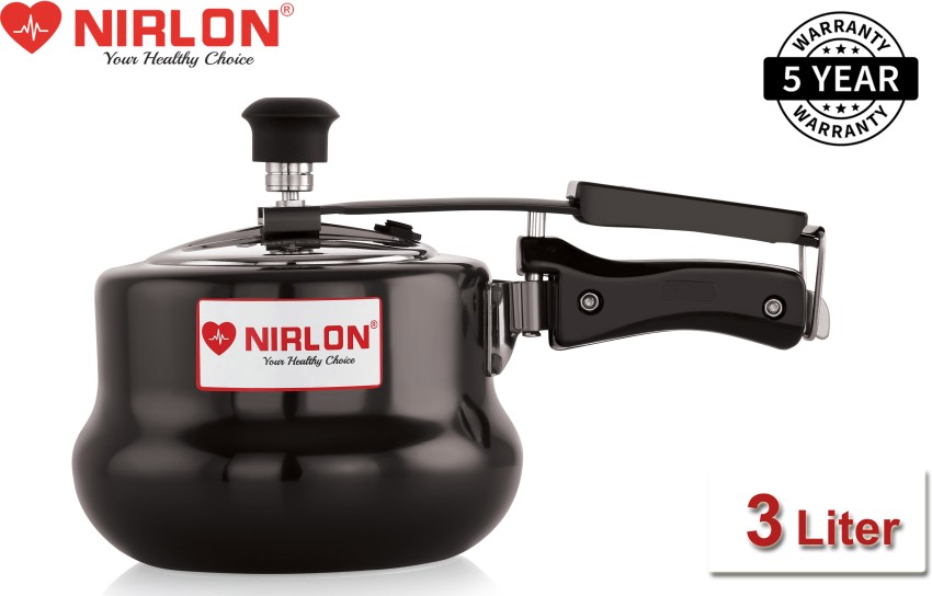 NIRLON Induction Compatible Handi Shape Inner Lid Aluminium Pressure Cooker  3 L Induction Bottom Pressure Cooker