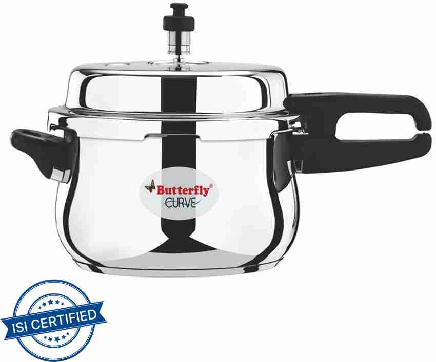 Butterfly curve stainless steel pressure cooker 5.5 discount litre