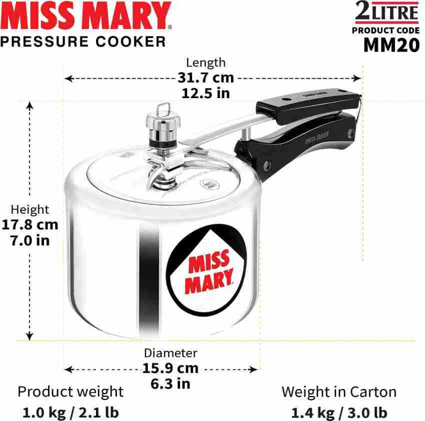 Hawkins Miss Mary 2 Litre Handi Inner Lid Aluminium Pressure