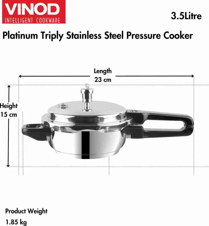 Vinod P-Jum Splendid Stainless Steel Sandwich Bottom Pressure Pan, Jumbo