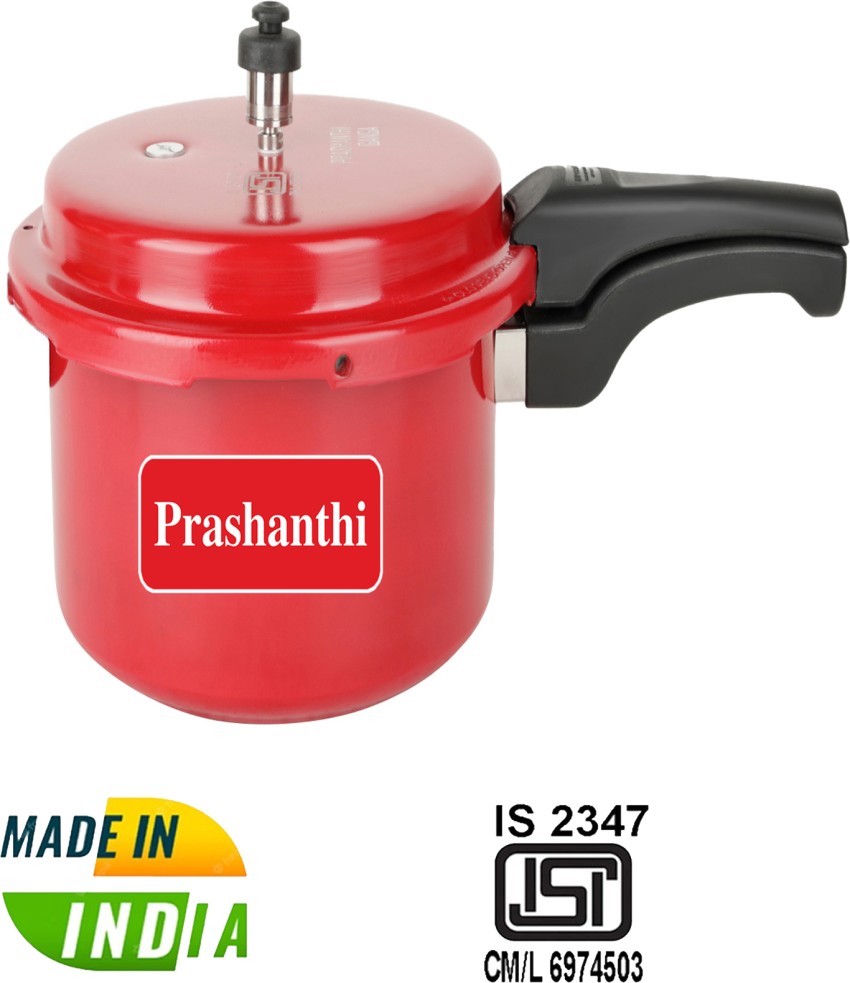 Prashanthi Ganga 2 Litres Outer Lid Red Nonstick Aluminium Pressure Cooker ISI Marked 2 L Outer Lid Pressure Cooker Price in India Buy Prashanthi Ganga 2 Litres Outer Lid Red